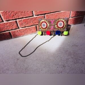 Wool Crossbody Clutch Bag "Owl" with Chain